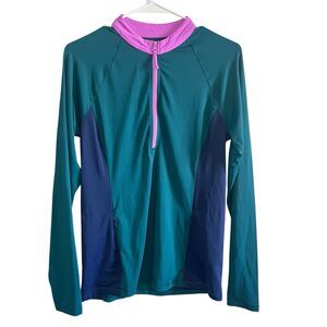 Title Nine Sunbuster Long Sleeve Sun Shirt 1/2 Zip Green Women M